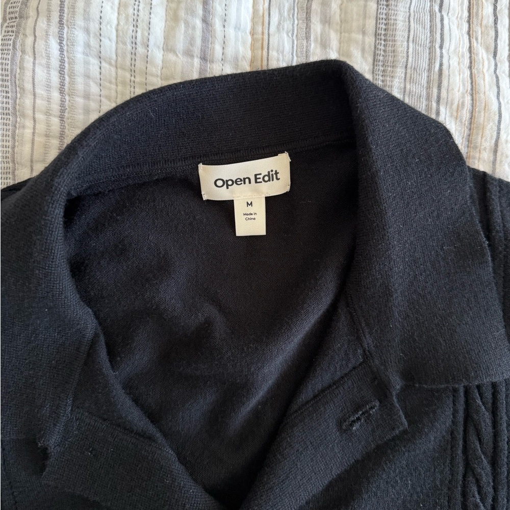 Open Edit Fine Cable Knit Detail Shirt - Picture 7 of 7